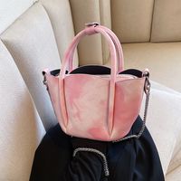 Women's Vintage Style Fashion Gradient Color Chain Bucket Type Zipper Pu Leather Shoulder Bag Handbag Bucket Bag main image 6