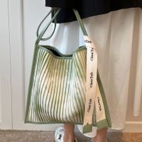 Fashion Stripe Floral Square Magnetic Buckle Shoulder Bag Tote Bag main image 1