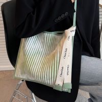 Fashion Stripe Floral Square Magnetic Buckle Shoulder Bag Tote Bag sku image 1