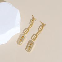 Mode Géométrique Zircon Incrusté Acier Inoxydable Zircon Des Boucles D'oreilles sku image 1