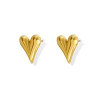 Sweet Heart Shape Heart Metal 304 Stainless Steel No Inlaid 16K Gold Plated White Gold Plated Gold Plated Ear Studs sku image 2