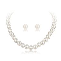 Women's Fashion Geometric Imitation Pearl Alloy Earrings Necklace No Inlaid Jewelry Sets sku image 1
