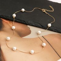 Mode Geometrisch Legierung Metall Künstliche Perlen Frau Halskette main image 5