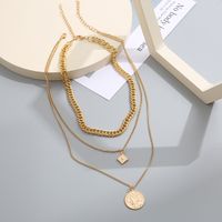 Women's Vintage Style Round Square Alloy Necklace Plating Necklaces main image 5