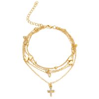 Fashion Cross Heart Shape Alloy Inlaid Crystal Artificial Crystal Women's Anklet main image 3
