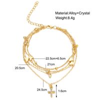 Fashion Cross Heart Shape Alloy Inlaid Crystal Artificial Crystal Women's Anklet main image 2