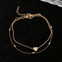 Fashion Cross Heart Shape Alloy Inlaid Crystal Artificial Crystal Women's Anklet sku image 1