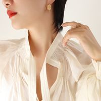 Frau Retro Mode Einfacher Stil Geometrisch Titan Stahl Ohrringe Überzug Keine Intarsien Edelstahl Ohrringe main image 3