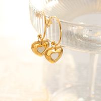 Women's Retro Heart Shape Titanium Steel Earrings Plating Zircon Stainless Steel Earrings main image 4