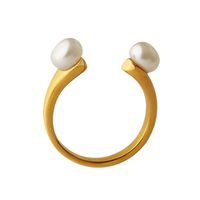 Women's Simple Style Geometric Stainless Steel Rings Plating Artificial Pearls Stainless Steel Rings main image 4