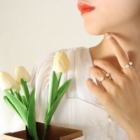 Women's Simple Style Geometric Stainless Steel Rings Plating Artificial Pearls Stainless Steel Rings main image 3