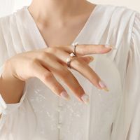 Women's Simple Style Geometric Stainless Steel Rings Plating Artificial Pearls Stainless Steel Rings sku image 3