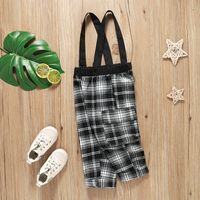 Casual Plaid Cotton Buckle Overalls Baby Clothes main image 3