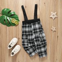 Casual Plaid Cotton Buckle Overalls Baby Clothes main image 2
