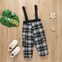 Casual Plaid Cotton Buckle Overalls Baby Clothes sku image 1