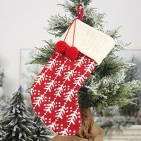 Hong Kong Love New Christmas Decorations Woolen Yarn Socks Red And White Elk Gift Bag Children Gift Bag Knitted Christmas Stockings sku image 6