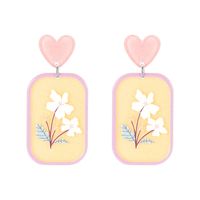 Sweet Heart Shape Flower Synthetic Resin Alloy No Inlaid Earrings main image 3