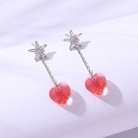 Fashion Star Heart Shape Copper Tassel Artificial Crystal Zircon Earrings sku image 2