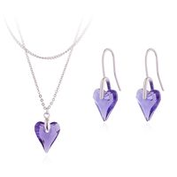 Fashion Heart Shape Copper Splicing Artificial Crystal Earrings Necklace Jewelry Set main image 2