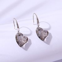 Fashion Heart Shape Copper Artificial Crystal Earrings main image 4