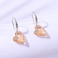 Fashion Heart Shape Copper Artificial Crystal Earrings sku image 1