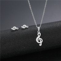 Stainless Steel Necklace Earrings Set Wholesale Fashion Heart Bear Two-piece Set sku image 30