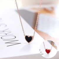 Women's Fashion Heart Shape Solid Color Titanium Steel Necklace Plating Necklaces sku image 1