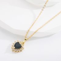 Fashion Sweet Heart Shape Alloy Rhinestone Inlaid Zircon Zircon Necklace sku image 2