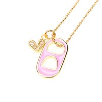 Cute Heart Stainless Steel Necklace Inlay Zircon Copper Necklaces sku image 5