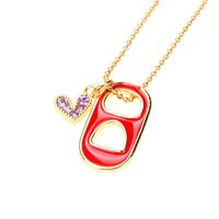 Cute Heart Stainless Steel Necklace Inlay Zircon Copper Necklaces sku image 2