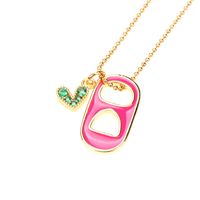 Cute Heart Stainless Steel Necklace Inlay Zircon Copper Necklaces sku image 4