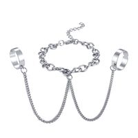 Simple Style Geometric Imitation Pearl Alloy Plating Metal Mitten-type Bracelet main image 2