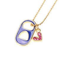 Cute Heart Stainless Steel Necklace Inlay Zircon Copper Necklaces sku image 6