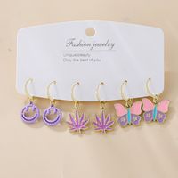 Fashion Maple Leaf Smiley Face Butterfly Alloy Plating Earrings main image 1