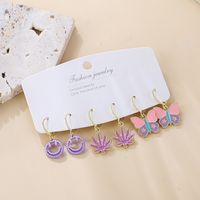Fashion Maple Leaf Smiley Face Butterfly Alloy Plating Earrings main image 4