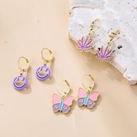 Fashion Maple Leaf Smiley Face Butterfly Alloy Plating Earrings main image 2