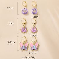 Fashion Maple Leaf Smiley Face Butterfly Alloy Plating Earrings main image 5