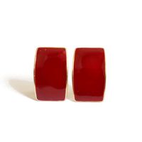 Red Curved Rectangle Earrings sku image 2