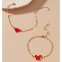 Fashion Heart Shape Butterfly Alloy Bracelets main image 3