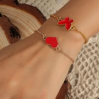 Fashion Heart Shape Butterfly Alloy Bracelets main image 2