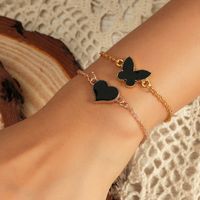 Fashion Heart Shape Butterfly Alloy Bracelets sku image 6