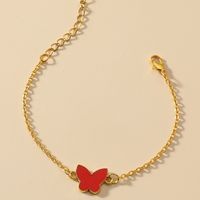 Fashion Heart Shape Butterfly Alloy Bracelets sku image 1