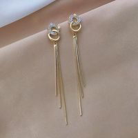 Fashion Tassel Brass Plating Artificial Rhinestones Drop Earrings main image 1