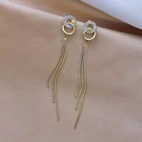 Fashion Tassel Brass Plating Artificial Rhinestones Drop Earrings main image 4