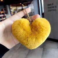 Cute Heart Shape Plush Flocking Keychain sku image 1