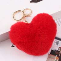 Cute Heart Shape Plush Flocking Keychain sku image 9