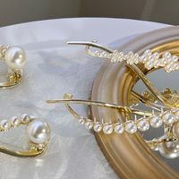 Rétro Géométrique Fleur Alliage Placage Perles Artificielles Pince À Cheveux main image 4