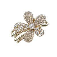 Sweet Flower Butterfly Bow Knot Alloy Pearl Plating Hair Clip main image 5