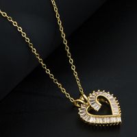 Fashion Heart Shape Butterfly Copper Pendant Necklace Inlay Zircon Copper Necklaces main image 4