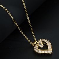 Fashion Heart Shape Butterfly Copper Pendant Necklace Inlay Zircon Copper Necklaces sku image 1